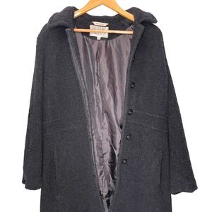 VTG Bill Blass Signature Black Boucle‎ Teddy Wool Blend Coat Size 12 Jacket READ